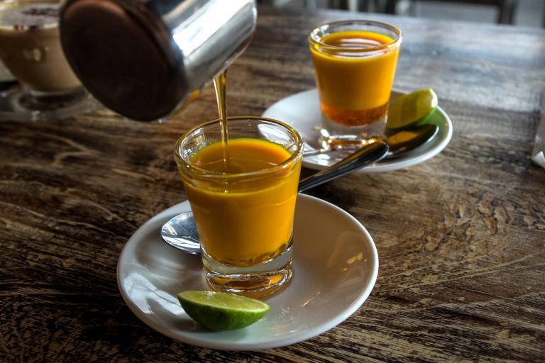 two mugs of Jamu, a traditional Indonesian tonix for immunity